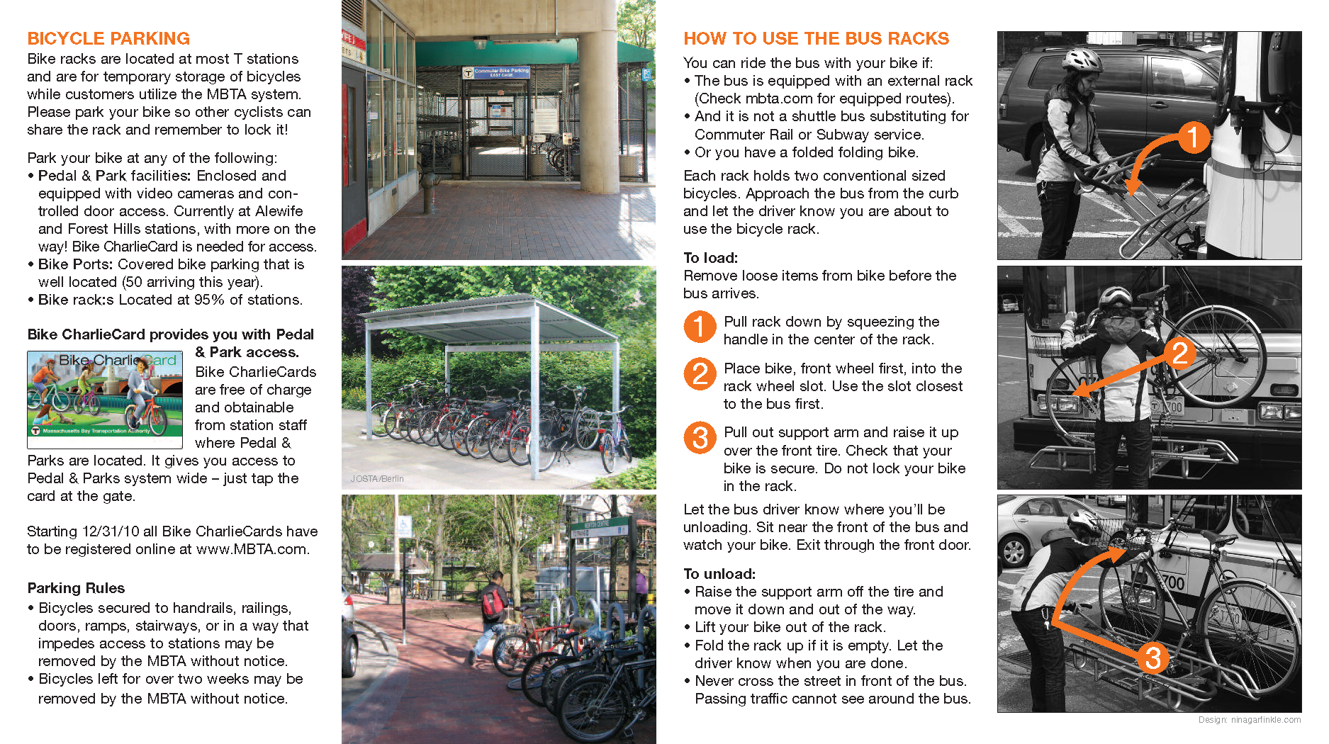 An image of "Bikes and the MBTA" brochure. Page 2 of 2.